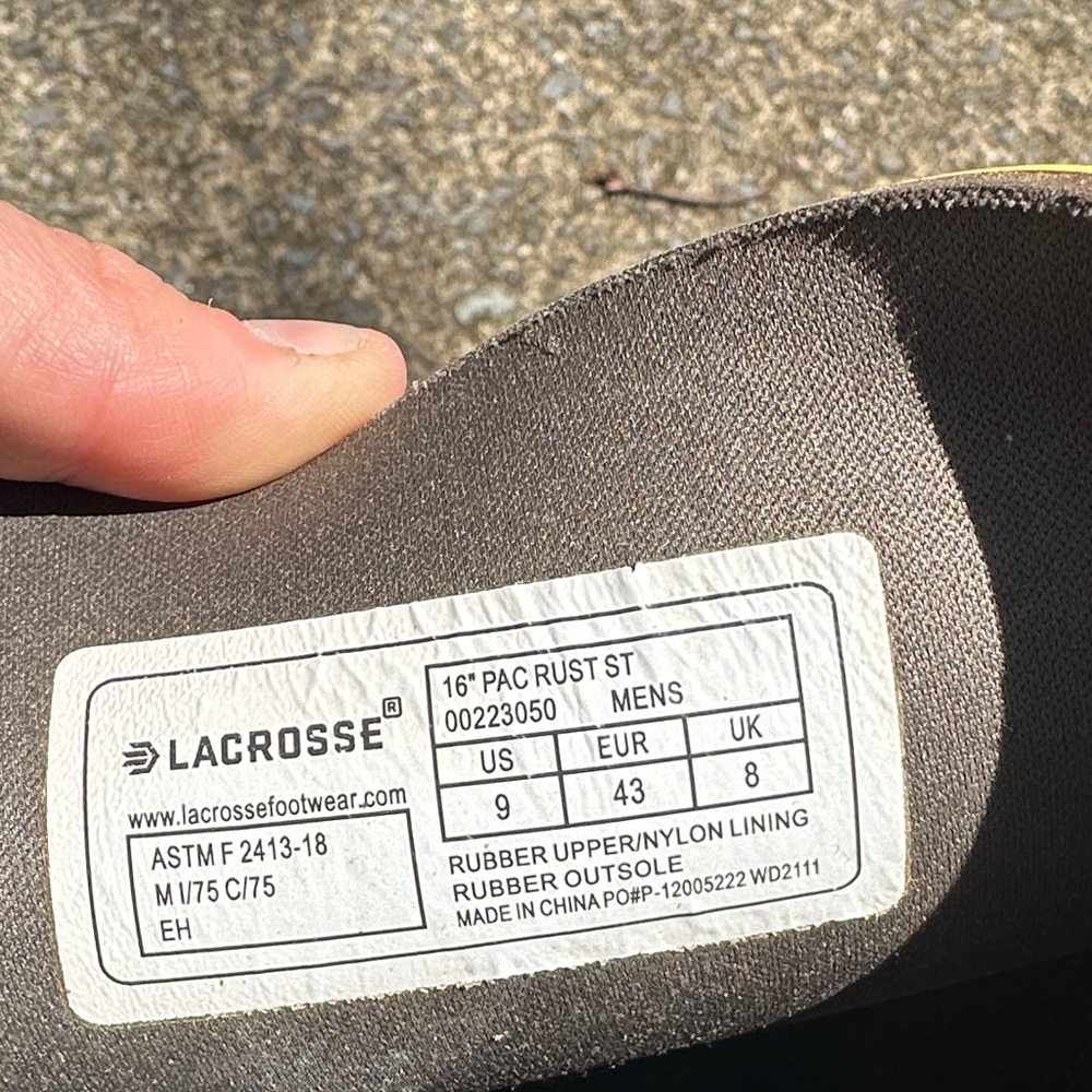 LaCrosse Rust-Brown Work Boots with Yellow Logo Trim Steele Toe - Picture 3 of 3